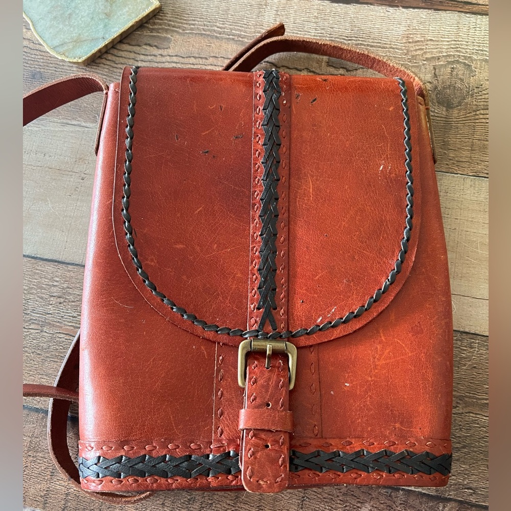 Gorgeous red leather crossbody bag from India!